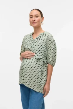 Top de manga curta maternity e amamentação