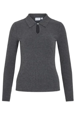 Top de manga polo de gola comprida