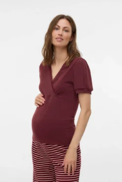 Top de maternity e amamentação de manga curta