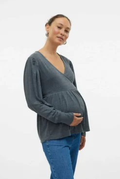 Top de maternity e amamentação de manga comprida