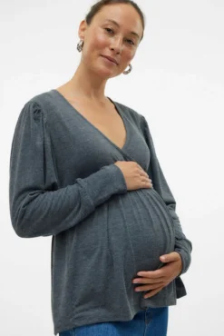 Top de maternity e amamentação de manga comprida
