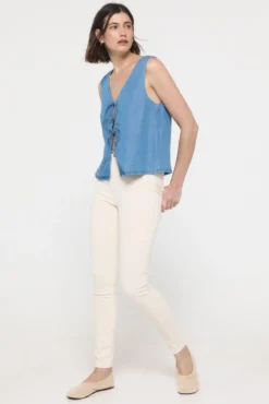 Top denim fluído