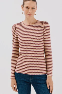 Top estruturado riscas multicolor