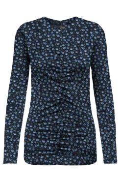 Top franzida com estampado floral