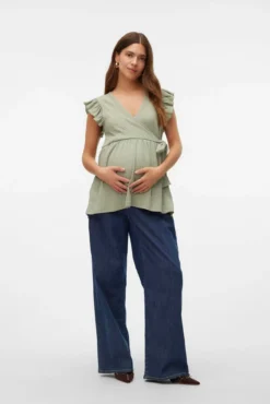 Top manga curta maternity e amamentação