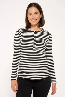 T-shirt amamentação canelada às riscas