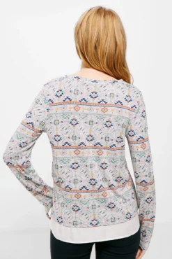 T-shirt bimatéria malha cortada estampada