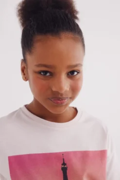 T-shirt Bonjour para menina