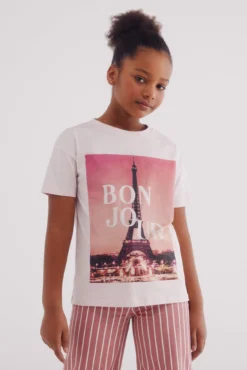 T-shirt Bonjour para menina