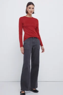 T-shirt com decote nas costas em lurex