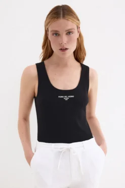 T-shirt de alças canelada