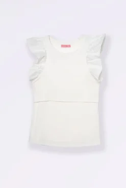 T-shirt de amamentação com folhos nas mangas