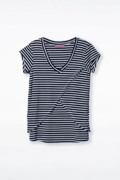 T-shirt de amamentação cruzada às riscas