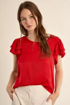 T-shirt de manga curta com folhos