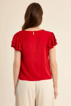 T-shirt de manga curta com folhos