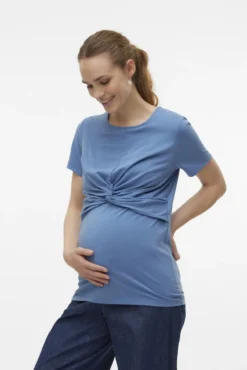 T-shirt de manga curta maternity e amamentação