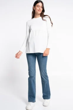T-shirt de maternidade com baixo de popeline
