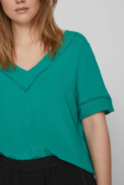 T-shirt de mulher manga curta croché