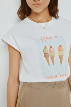 T-shirt estampada de manga curta