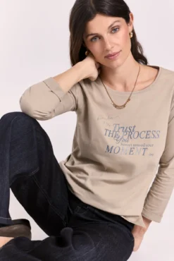 T-shirt estampada manga francesa