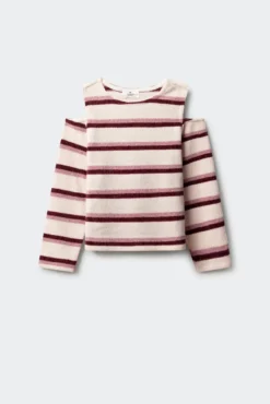 T-shirt feminina de chenille com ombros descobertos