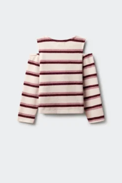 T-shirt feminina de chenille com ombros descobertos