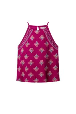 T-shirt gola halter estampada