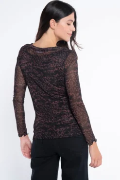 T-shirt justa de tule estampado