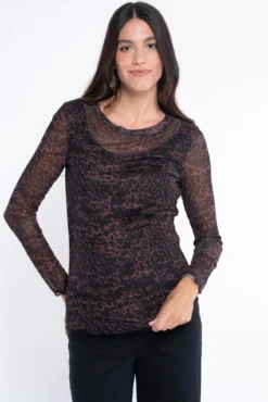 T-shirt justa de tule estampado