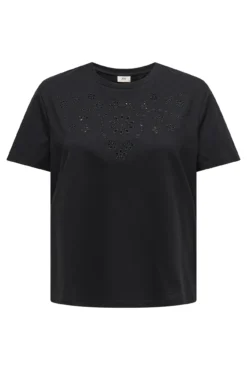 T-shirt manga curta bordada