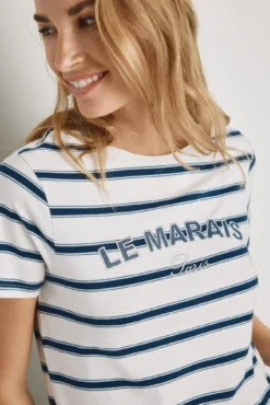 T-shirt riscas manga curta