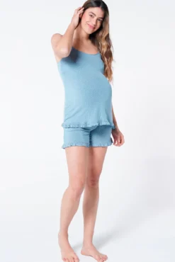 T-shirt top pijama maternity amamentação folhos