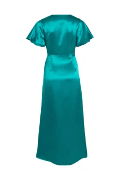 Vestido acetinado de manga curta