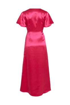 Vestido acetinado de manga curta