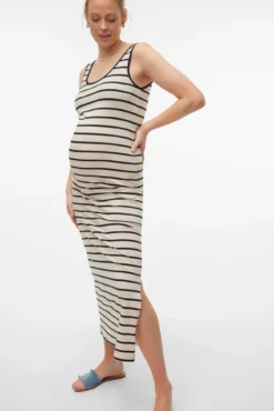 Vestido alças de algodão para maternity