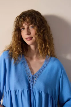 Vestido cafetã azul