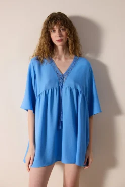 Vestido cafetã azul