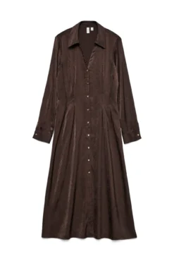 Vestido camisa com efeito acetinado