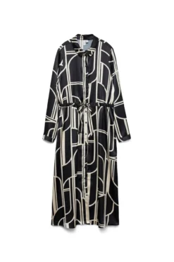 vestido camisa de cetim 7/8