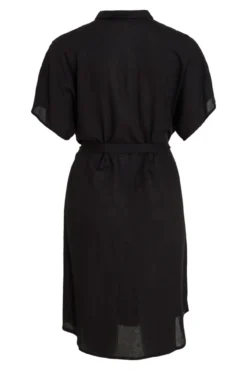 Vestido camisa midi de viscose e linho