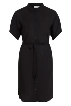 Vestido camisa midi de viscose e linho