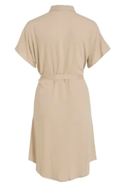 Vestido camisa midi de viscose e linho