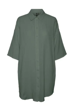 Vestido camiseiro com manga francesa