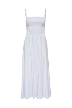 Vestido comprido com detalhes franzidos