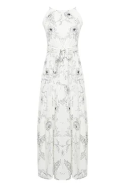 Vestido comprido com gola halter