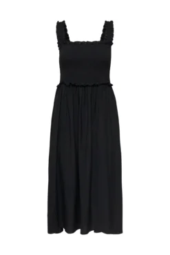 Vestido comprido em tecido favo de mel