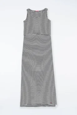 Vestido comprido maternity amamentação riscas
