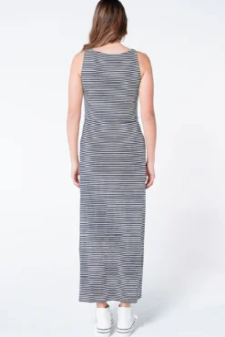 Vestido comprido maternity amamentação riscas