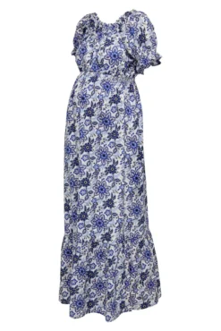 Vestido comprido maternity mangas curtas