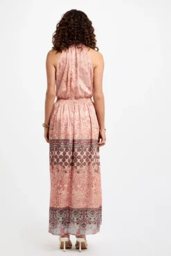 Vestido comprido reto estampado